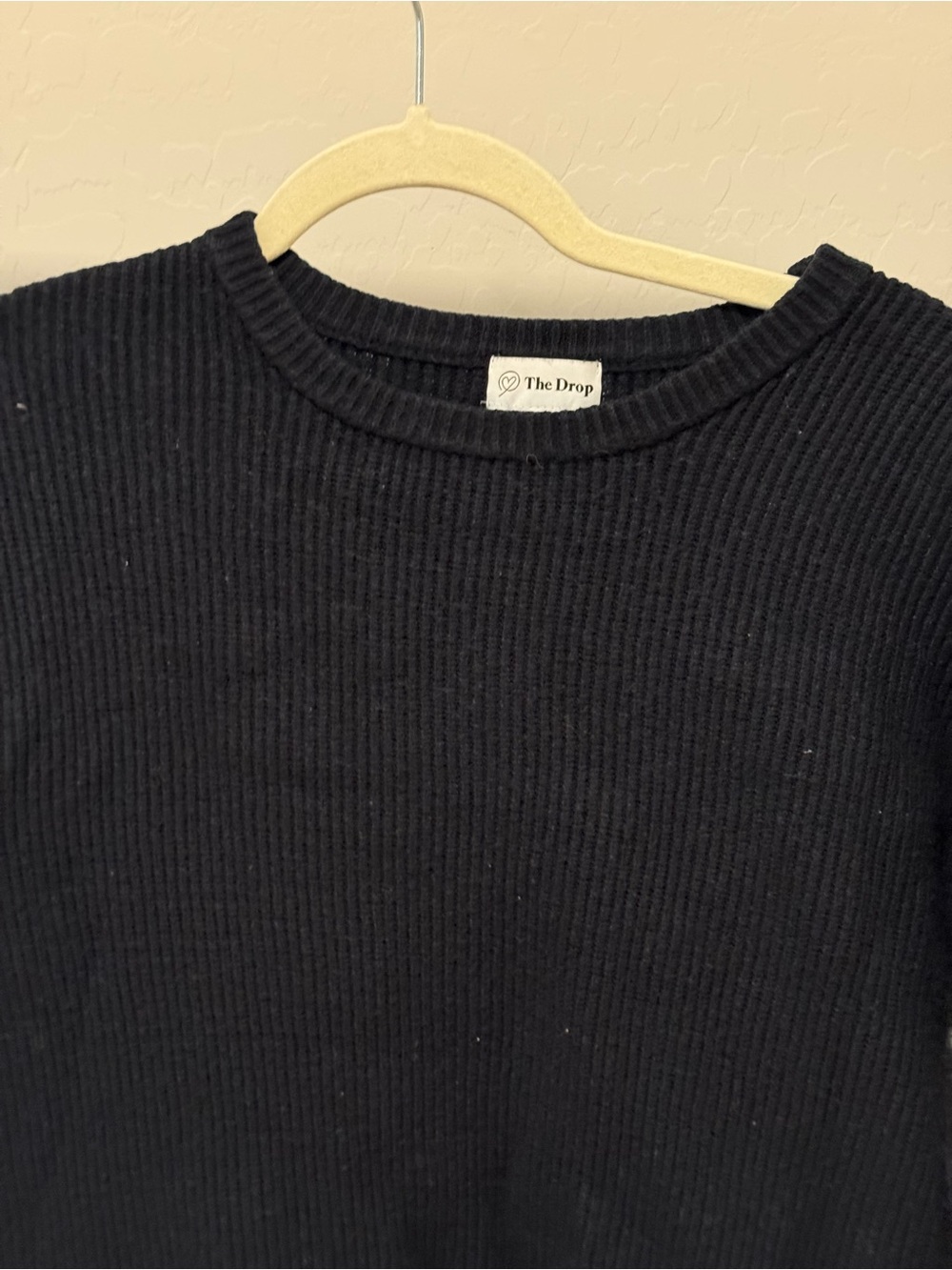 Women's Black Ribbed Crewneck Sweater - Picture 2 of 4